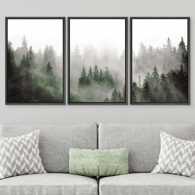 Fog forest canvas store Green forest wall art Forest in the fog art Forest art Landscape print Nature wall art Forest wall decor Landscape canvas